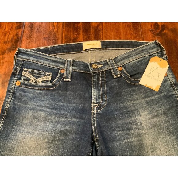 Big Star Medium Wash "Alex Skinny" Blue Denim Jeans Embroidered Pockets, Size 29 - Picture 2 of 10